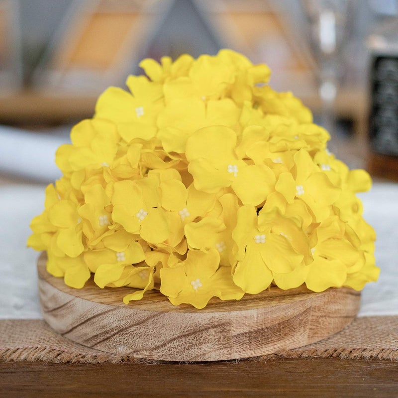 Exoment Silk Hydrangea Heads with Stems, Yellow Artificial Flower Heads DIY Wedding Centerpiece Home Party Baby Shower Decor (10, Yellow) - Image 5
